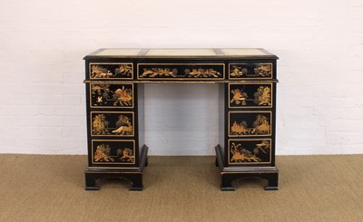 Lot 187 - An Early-Mid 20th Century Black Lacquered 'Chinoiserie' Writing Desk in the Georgian Style
