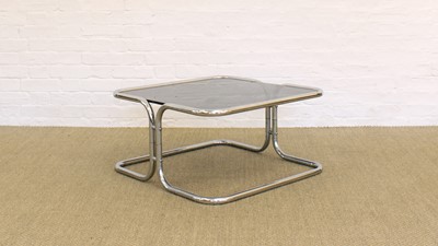 Lot 298 - Bauhaus-Style Chromed Coffee Table with Smoked Glass Top