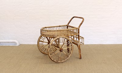Lot 300 - Mid-Century French Rattan Drinks Trolley/Bar Cart