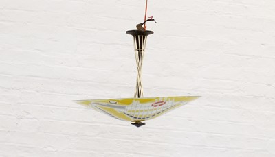 Lot 308 - 1950s Ceiling Light Fitting with Large Glass Shade