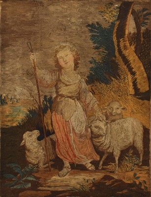 Lot 249 - A Victorian Religious Woolwork Depicting Joseph with his Flock
