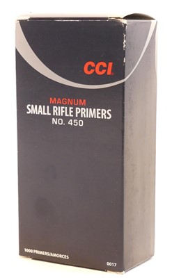 Lot 696 - 1000 CCI Small Rifle magnum primers, no.450....