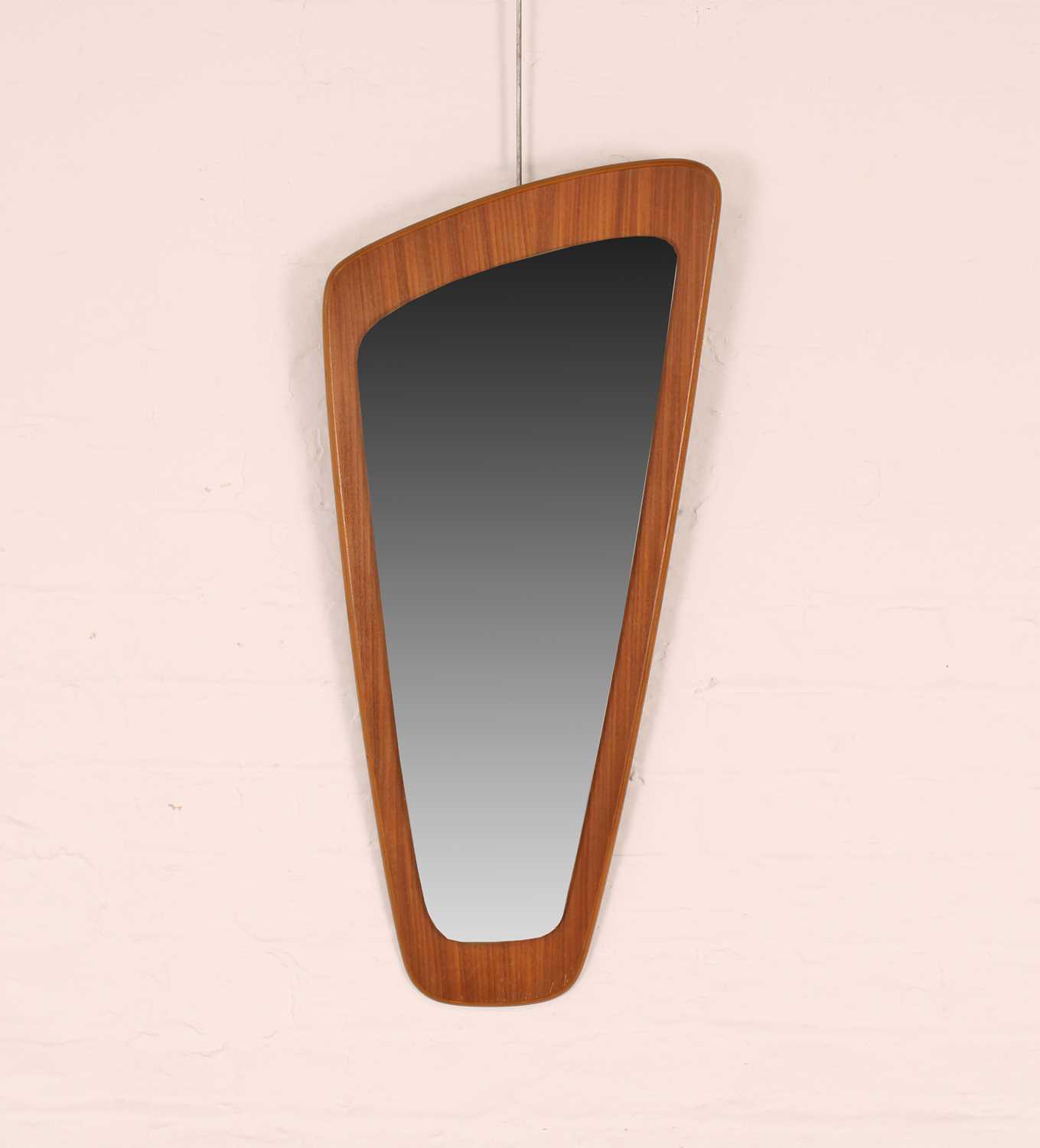 Lot 324 - Shaped Teak Wall Mirror