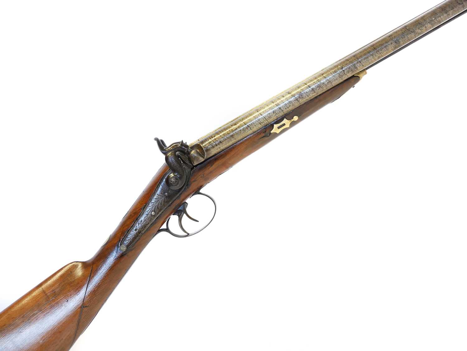 Lot 56 - Percussion 14 bore double barrel shotgun,...