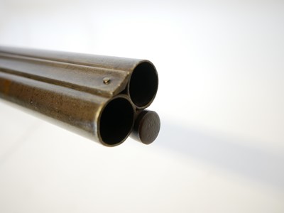 Lot 56 - Percussion 14 bore double barrel shotgun,...