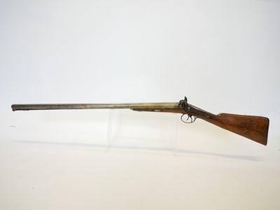 Lot 56 - Percussion 14 bore double barrel shotgun,...