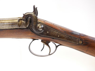 Lot 56 - Percussion 14 bore double barrel shotgun,...