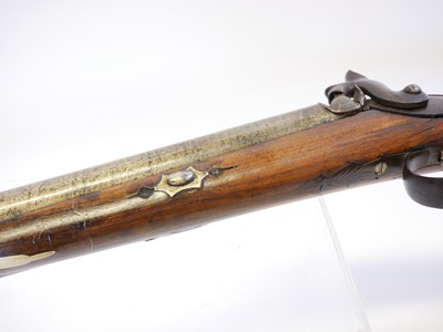 Lot 56 - Percussion 14 bore double barrel shotgun,...
