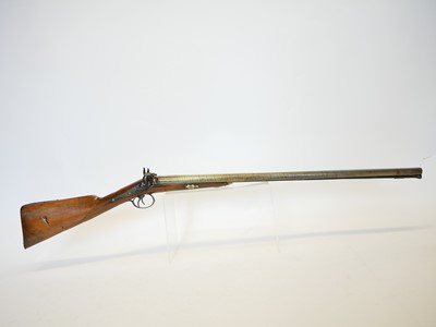 Lot 56 - Percussion 14 bore double barrel shotgun,...