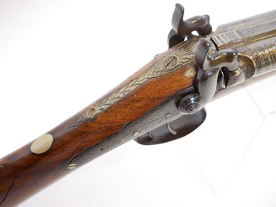 Lot 56 - Percussion 14 bore double barrel shotgun,...