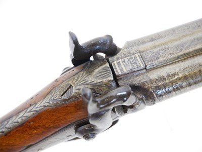 Lot 56 - Percussion 14 bore double barrel shotgun,...