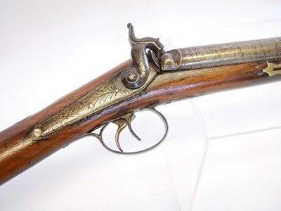 Lot 56 - Percussion 14 bore double barrel shotgun,...