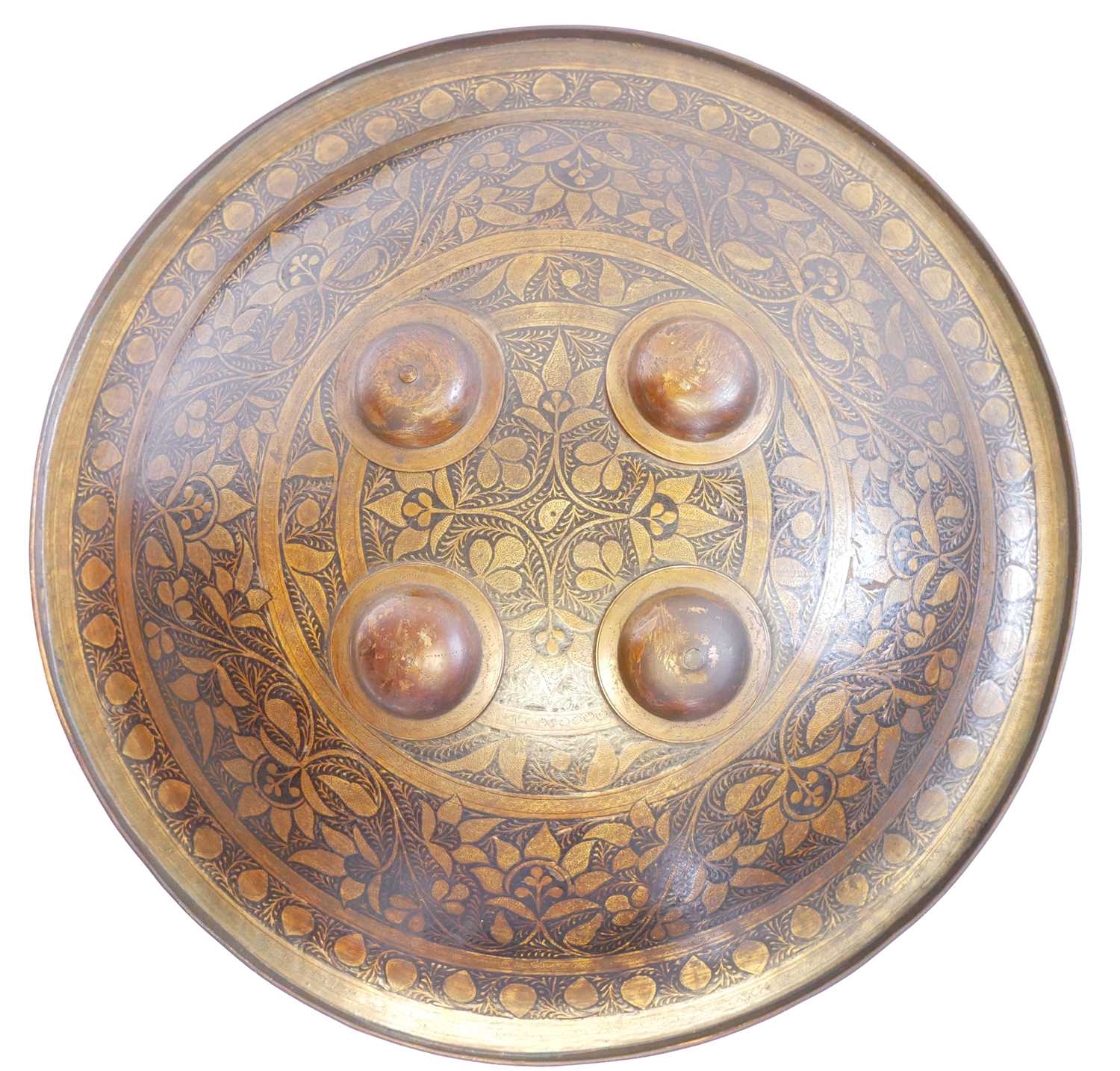 Lot 170 - Dhal shield, with four bosses, decorated with...