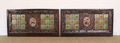 Lot 271 - Pair of Late Victorian Arts & Crafts Stained, Painted and Leaded Glass Panels