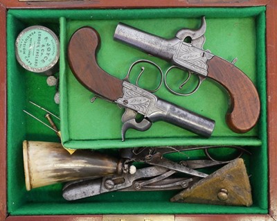 Lot 10 - Pair of percussion boxlock pistols signed H....