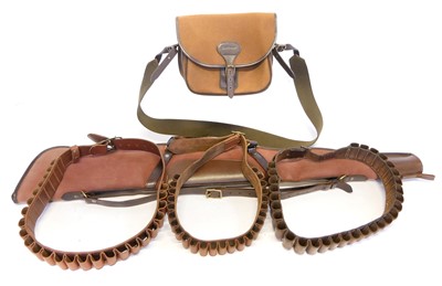 Lot 467 - Barbour canvas and leather cartridge bag, also...