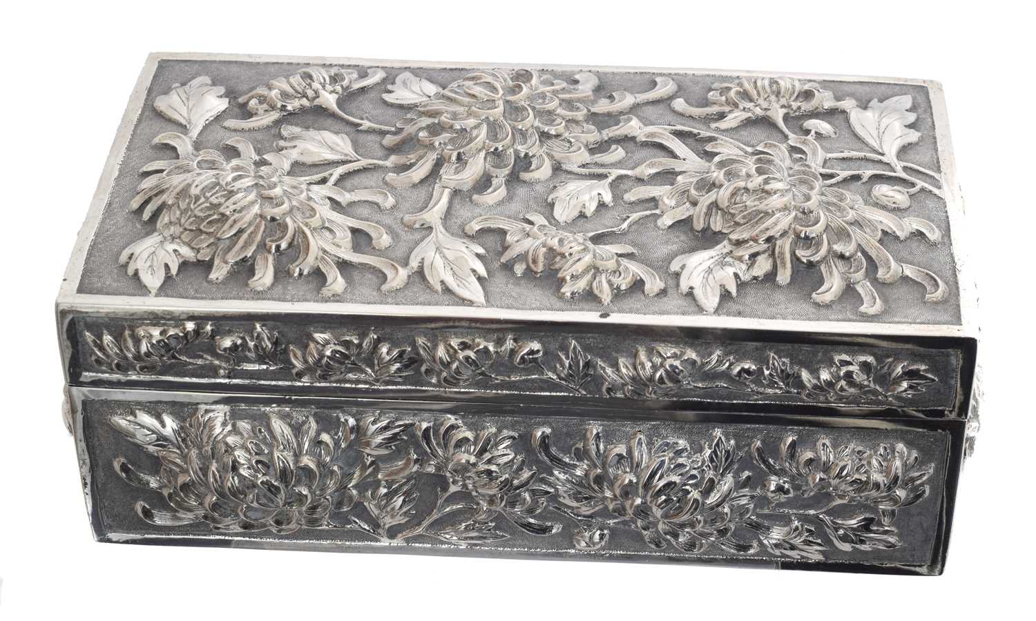 Lot 65 - An early 20th century Chinese export silver table box.
