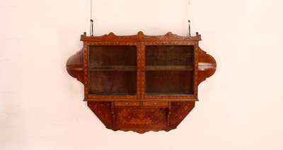 Lot 162 - A 19th Century Dutch Walnut and Marquetry Wall Cabinet Retailed by Edwards & Roberts of London