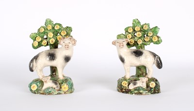 Lot 38 - A Pair of Early 19th Century 'Walton' Pearlware Sheep Figures