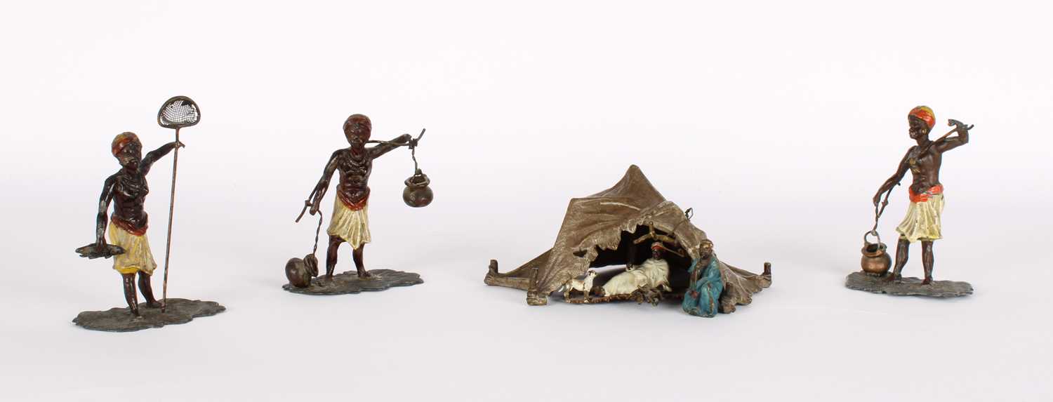 Lot 50 - An Austrian Cold Painted Bronze 'Bedouin' Group After Franz Bergman
