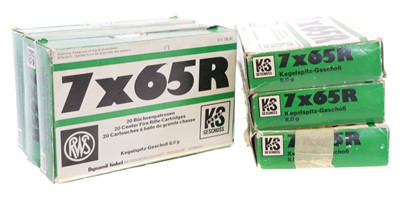 Lot 604 - RWS 7x65R ammunition, 59 rounds, also 60 once...