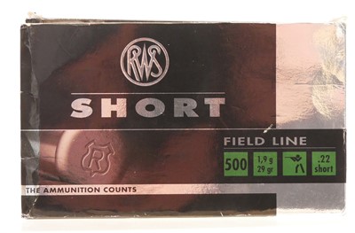 Lot 608 - RWS .22 Short ammunition, 500 rounds, 29 grain...