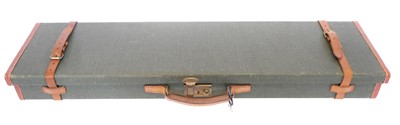 Lot 461 - Brady gun case with key, leather-mounted dark...