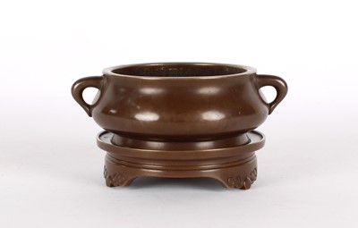 Lot 11 - A Chinese Bronze Censer with Xuande Mark on Bronze Stand