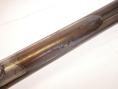 Lot 58 - 12 bore pinfire side by side shotgun, 28inch...