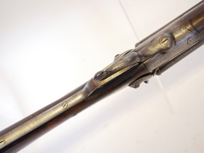 Lot 58 - 12 bore pinfire side by side shotgun, 28inch...