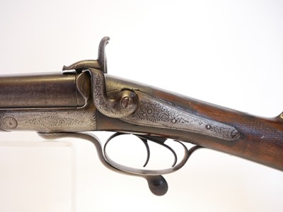 Lot 58 - 12 bore pinfire side by side shotgun, 28inch...