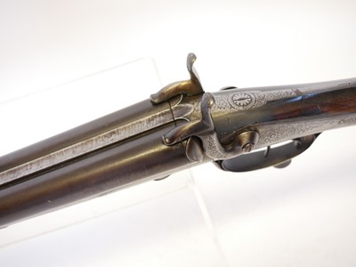 Lot 58 - 12 bore pinfire side by side shotgun, 28inch...