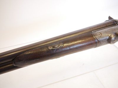 Lot 58 - 12 bore pinfire side by side shotgun, 28inch...