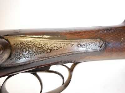 Lot 58 - 12 bore pinfire side by side shotgun, 28inch...