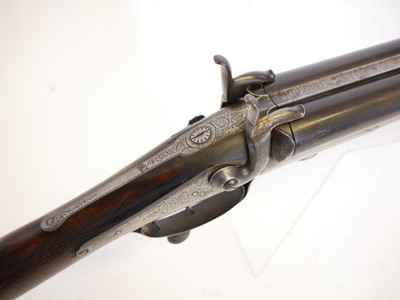 Lot 58 - 12 bore pinfire side by side shotgun, 28inch...