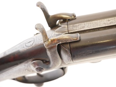Lot 58 - 12 bore pinfire side by side shotgun, 28inch...