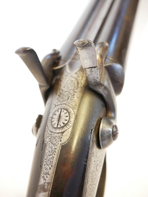 Lot 58 - 12 bore pinfire side by side shotgun, 28inch...