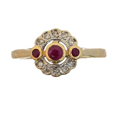Lot 107 - A 14ct gold ruby and diamond dress ring