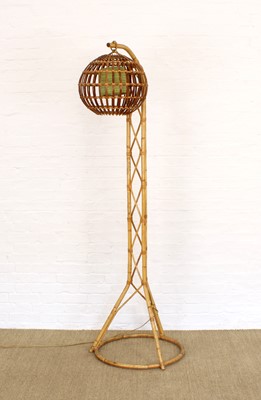 Lot 305 - Italian Mid-Century Bamboo and Rattan Floor Lamp