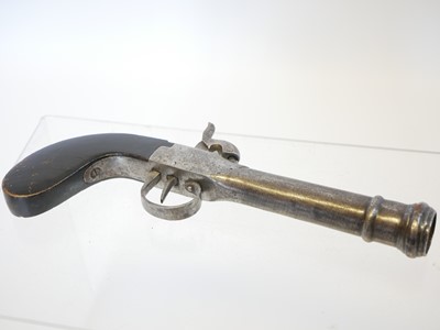 Lot 4 - Belgian boxlock percussion pistol, 4inch...