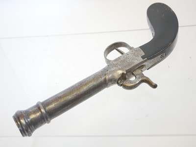 Lot 4 - Belgian boxlock percussion pistol, 4inch...