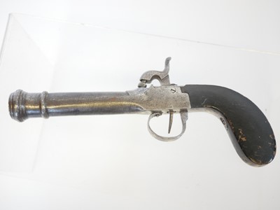 Lot 4 - Belgian boxlock percussion pistol, 4inch...