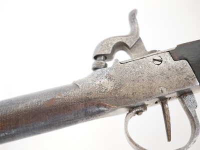 Lot 4 - Belgian boxlock percussion pistol, 4inch...