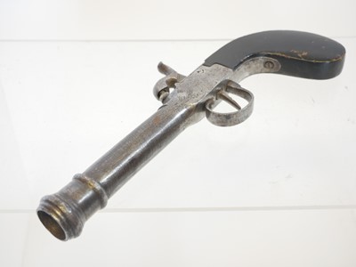 Lot 4 - Belgian boxlock percussion pistol, 4inch...