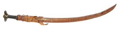 Lot 166 - Ethiopian sword and scabbard, with horn grip...