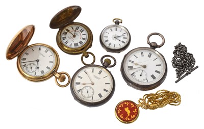 Lot 141 - A collection of silver and gold plated pocket watches