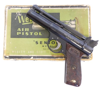 Lot 115 - Boxed Webley Senior .22 air pistol, cylinder...