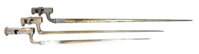 Lot 173 - Three socket bayonets, for a Brown Bess,...