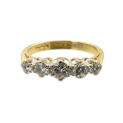 Lot 55 - An 18ct yellow gold and diamond five stone ring