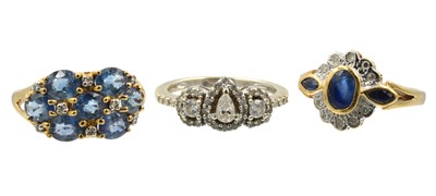 Lot 57 - Three 9ct gold gem-set dress rings
